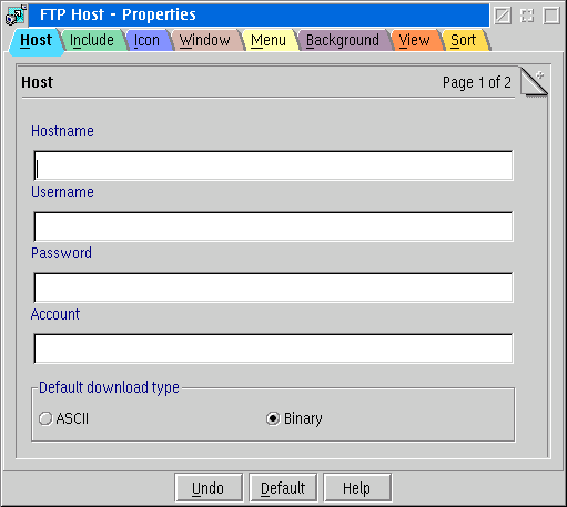 FTP Host Properties