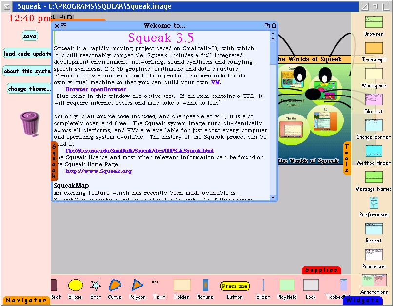 Squeak Main Window